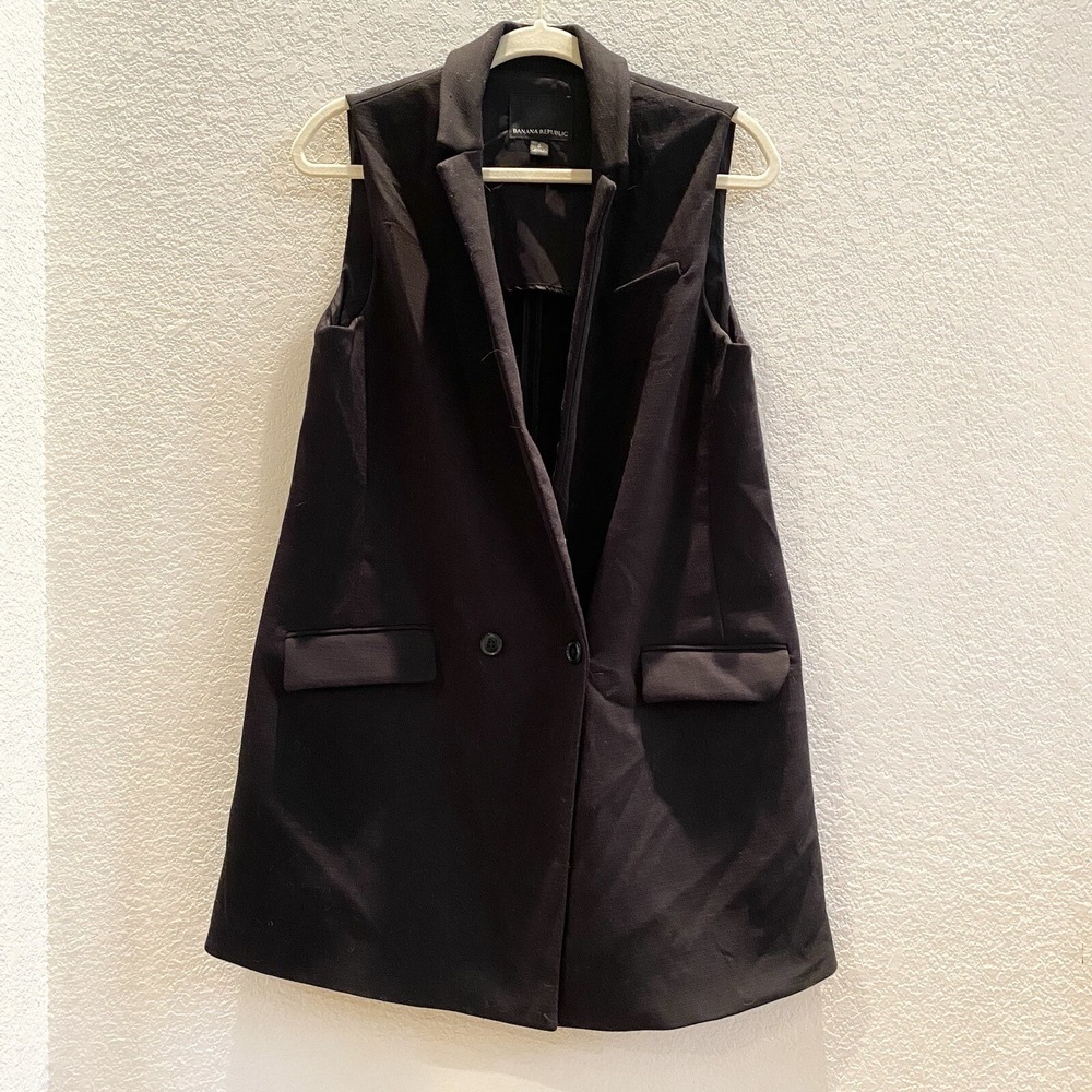 Banana Republic Black Sleeveless Duster Blazer Size 6‎